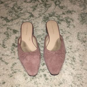 Adrienne Vittadini Mauve Dusty Pink Bow Mules